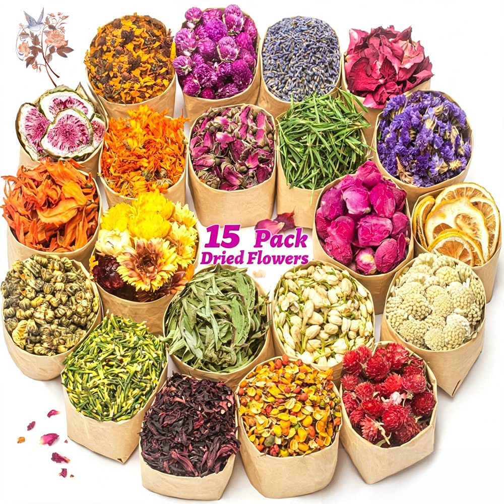 Your Candle Supplies - 15 كيسًا من الزهور المجففة، مجموعة