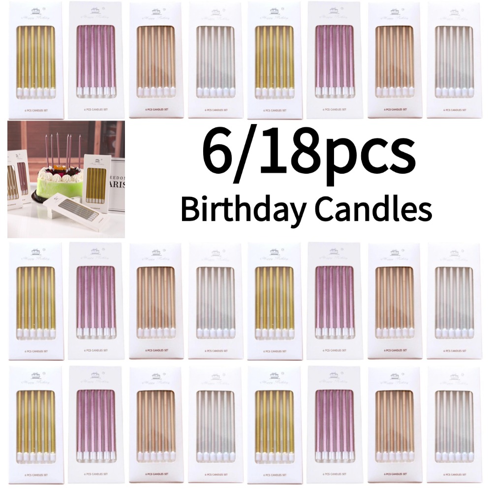 Supplies Of Candle - 6/18 قطعة شموع عيد ميلاد معدنية